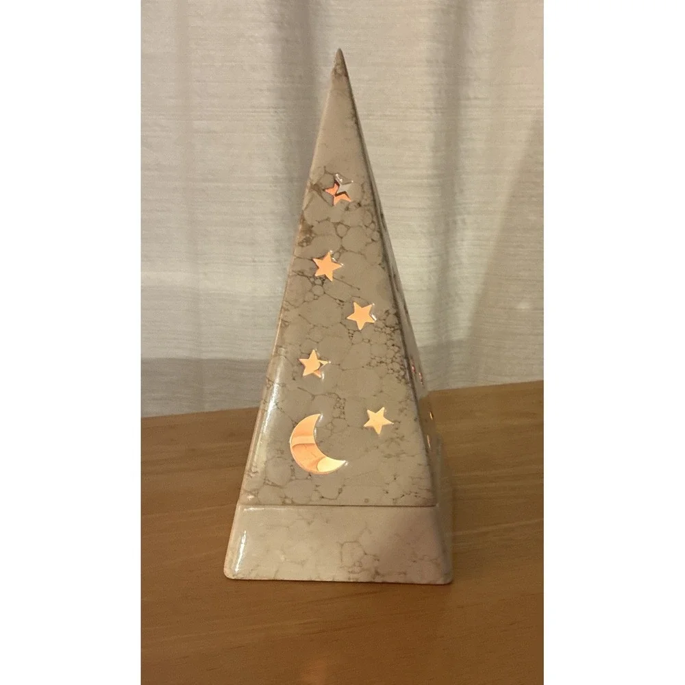 VTG Partylite Galaxy Pyramid Tea light Holder Witchy Celestial Moon And Stars